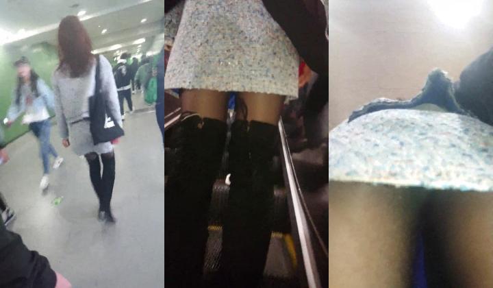 地铁站一路跟踪抄底多位美女少妇 好奇她们下面都穿着什么样的内内