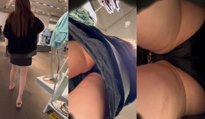 商城跟随抄底漂亮美女 跟太紧美女一回头差点撞到 黑内内紧紧包着性感大屁屁