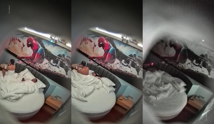 【酒店摄像头补漏篇】经典蜘蛛侠主题圆床声音超清晰