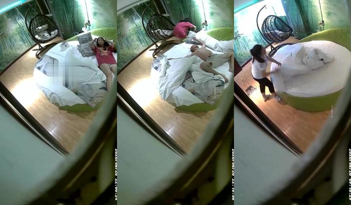 【酒店摄像头】竹林主题电动圆床大学生篇超长合集