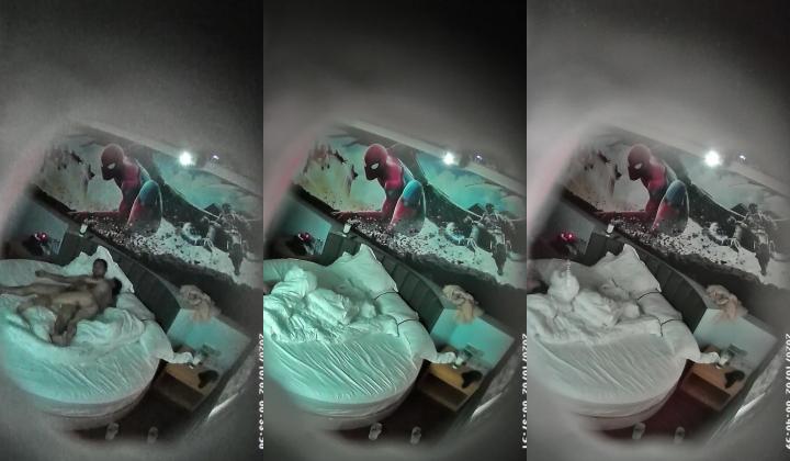 【酒店摄像头补漏篇】经典蜘蛛侠主题圆床声音超清晰
