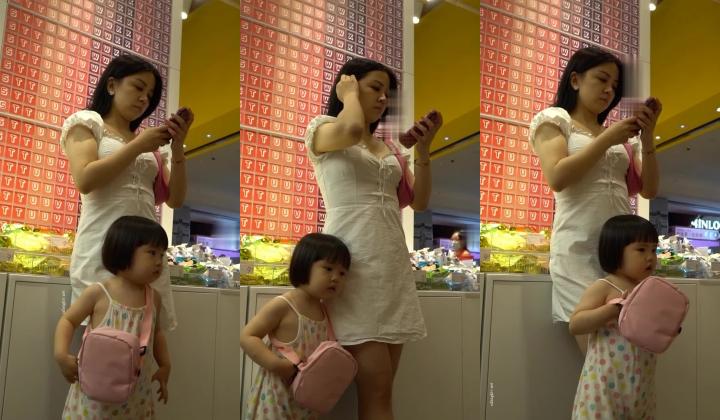 【YZWCD】YC644白裙少妇穿粉内！小孩手直接摸少妇屁股！