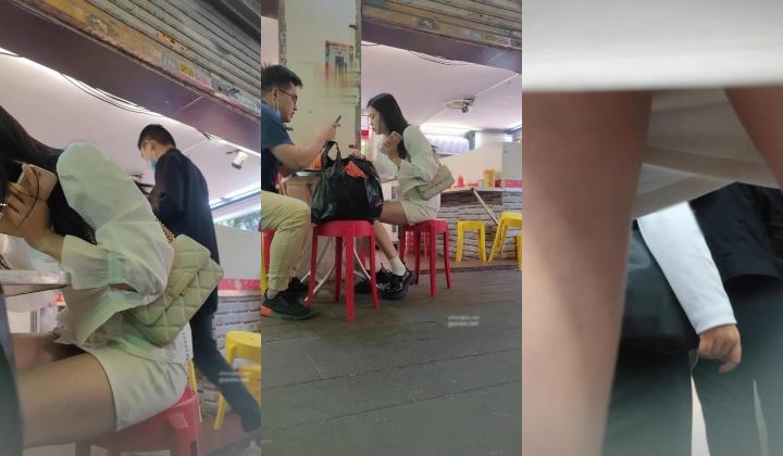 大神街头尾随偷拍 ️排队买臭豆腐白色短裙极品美女裙底，超性感丁字裤毛毛清晰可见看着让人鸡巴硬邦邦