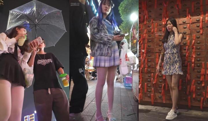 尾随偷拍 ️超短百褶裙美女逛街..丝袜裆部都露到外面了 ️青花瓷包臀裙骚货小姐姐..粉色窄内中间