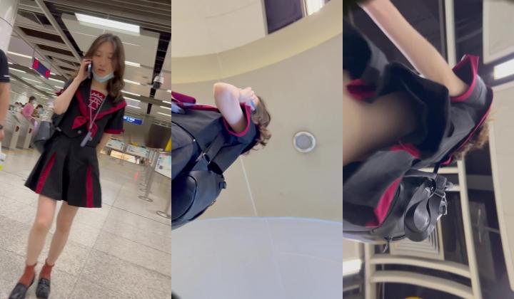 地铁站一路跟踪尾随打电话的短裙妹子,里面竟然没穿内裤 ️她的鲍好美好嫩