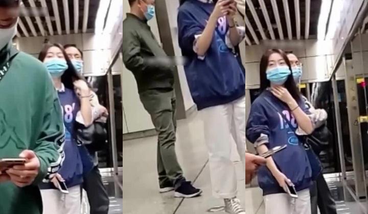 街射【辽宁色魔】地铁口尾随掏出鸡巴 射精在小姐姐身
