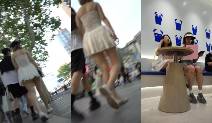 尾随偷拍美女裙底风光 ️白色连衣裙小姐姐坐着等奶茶白色内内露毛 ️和男友逛街的白裙漂亮小姐姐白窄内夹成丁