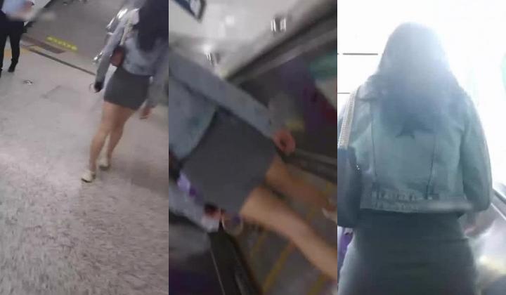 街射【辽宁色魔】地铁口尾随掏出鸡巴 射精在小姐姐身