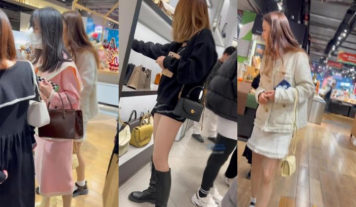 大神尾随偷拍美女裙底风光 ️超短裙靓女逛街 肉丝袜蕾丝内漏出几根毛两闺蜜逛街身材好娃娃脸同款肉丝