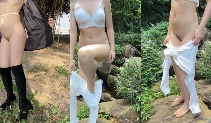 寂寞骚妇野外摆弄身体超诱惑，行人路过，天然温泉露出，这身材真 绝了！