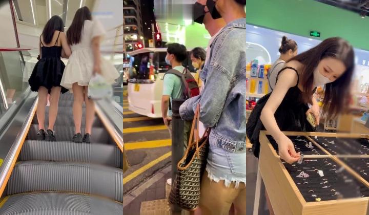 偷拍大神偷拍两个美女裙底 ️吊带短裙靓女逛街白色半透内内骚气外露+超短热裤骚货P股蛋露出男友忍不