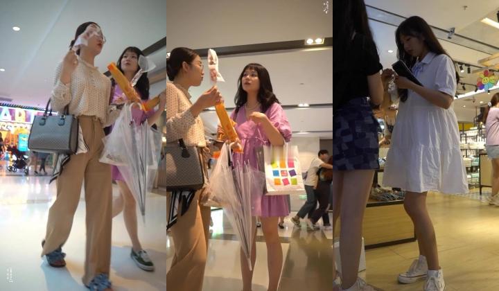 偷拍大神商场小吃街尾随偷拍 ️美女裙底风光外纯内骚的白裙美女！粉色窄内湿了还露毛