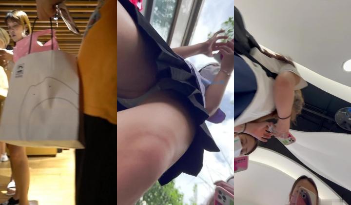 大神尾随偷拍 ️JK制服学生妹和闺蜜逛街穿了极品透明骚内天气很热骚内很透气前后CD超清B太细露出