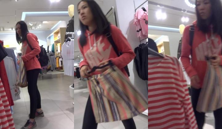 商场尾随一身耐克装扮大学妹换衣服,发育丰挺的美胸和鼓鼓的阴部真想摸一摸
