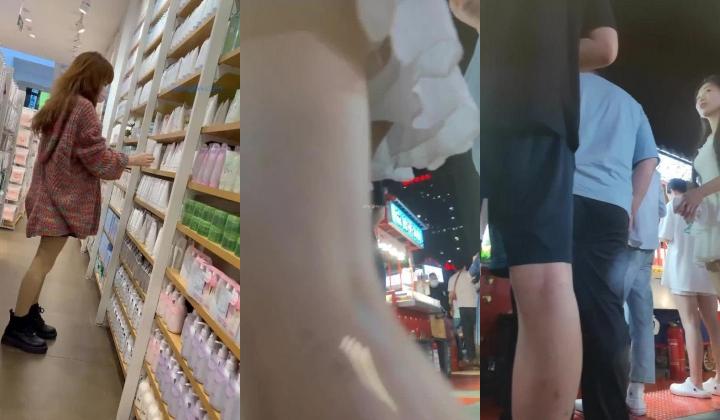 偷拍大师街头尾随偷拍 ️美女裙底风光白色连衣裤裙白色高跟鞋屁股透M白色内内
