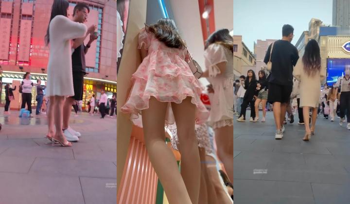 大神尾随偷拍美女裙底风光 ️碎花裙眼镜妹逛街透明丝袜薄内性感可爱+超极品美女包臀裙水晶高跟鞋粉色
