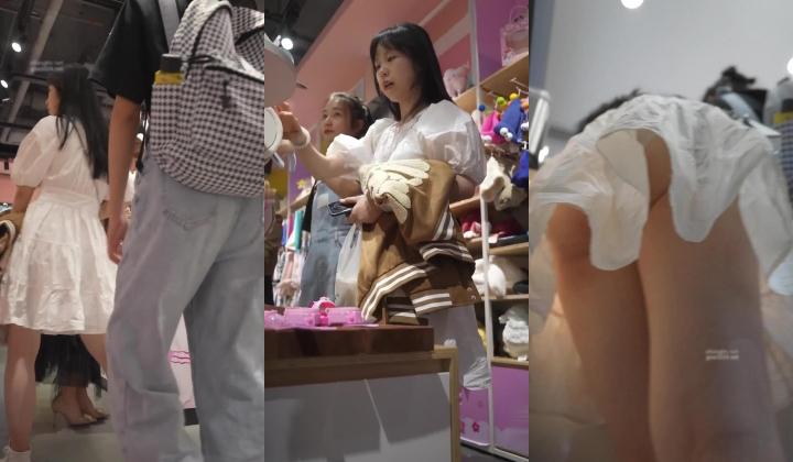 大神饰品店偷拍 ️学妹裙底风光趴在桌子上点单..性感蕾丝边粉内性感美臀