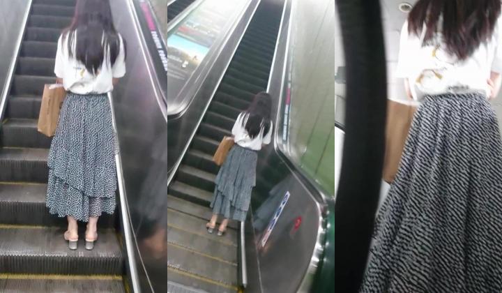 【精品CD】牛人大神尾随抄底女白领，女王气质 亮点：超骚丁字裤妹子勒进PP缝