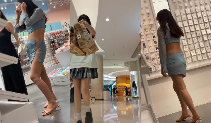 大神商场偷拍美女裙底 ️UR级！无敌大骚货半镂空骚裙和小骚丁极品清纯美少女穿着JK排队买面包黄色