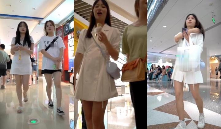 偷拍大神商场尾随偷拍几个颜值美女裙底风光 ️吊带连衣裙配白色骚窄内勒出逼痕迹