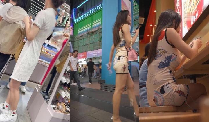 大神尾随偷拍美女裙底风光 ️小吃店CD花旗袍骚货纯白色丁字裤短裙靓女和闺蜜逛街宽松黑布遮不住灰色