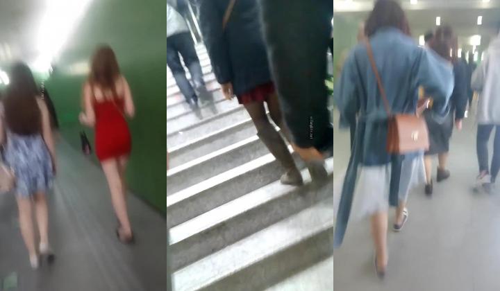 最新流出魔手外购《诱惑丝系列》 地铁站出口电梯偷拍美女裙底性感花纹极品黑丝御姐