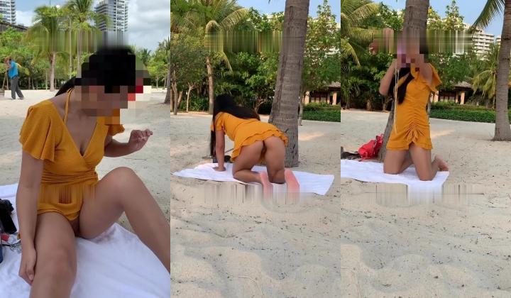 推特绿帽大神YQ-K贡献自己的老婆露出-海滩露出抹油